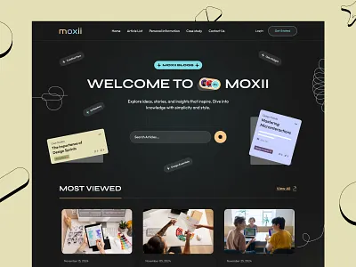 Dark themed Design Blog & Portfolio Platform article page blog design case study clean design content platform dark mode dark ui design system editorial design figma landing page personal brand portfolio website responsive design typography ui design user interface ux design web design website design