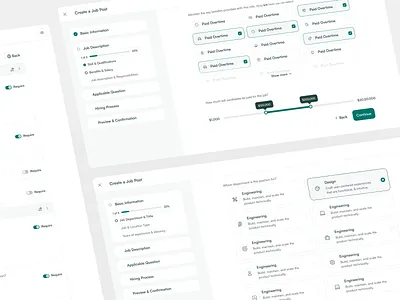 Recruiter SaaS UI | Create Job Post Multi Step b2b saas dashboard dashboard ui hiring tool startup hr management saas job listing job posting flow jobpost creation multistep form onboarding flow recruiter recruiter saas recruiter workflow recruitment form saas designagency saas onboarding ux saas product design saas ui structured form ui design