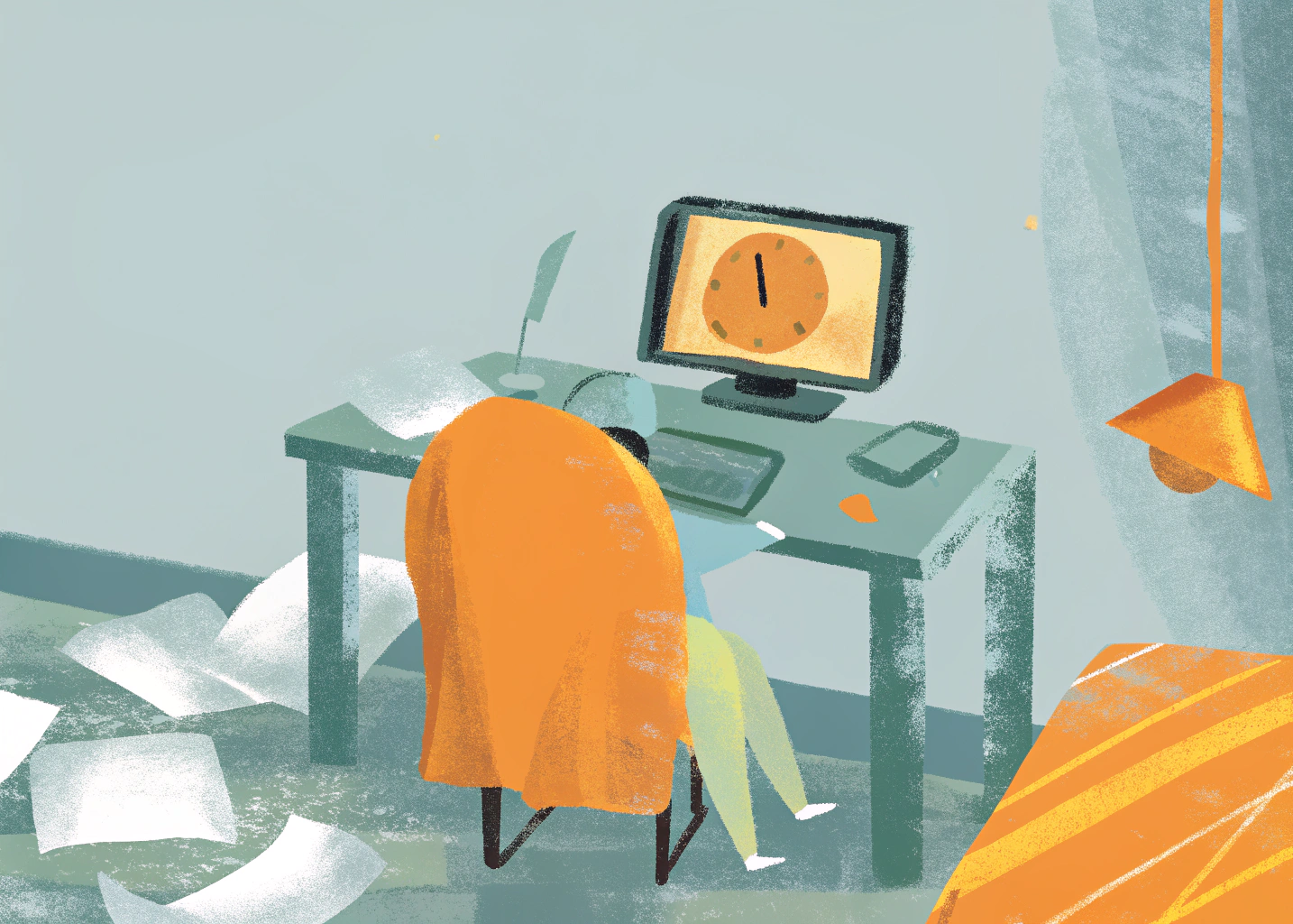 "Overdue" | Workplace Burnout Digital Painting