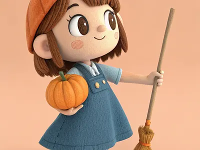 "Pumpkin Helper" | Whimsical 3D Autumn Character 3d modeling 3d rendering adobe illustrator art cartoon character design character design concept art design design inspiration graphic design illustration