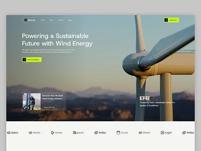 Renewable Energy Website Landing Page | Wind Energy UI clean energy web design eco friendly website layout figma sustainable website ui green energy landing page green technology landing page renewable energy website design solar and wind energy website sustainability website ui