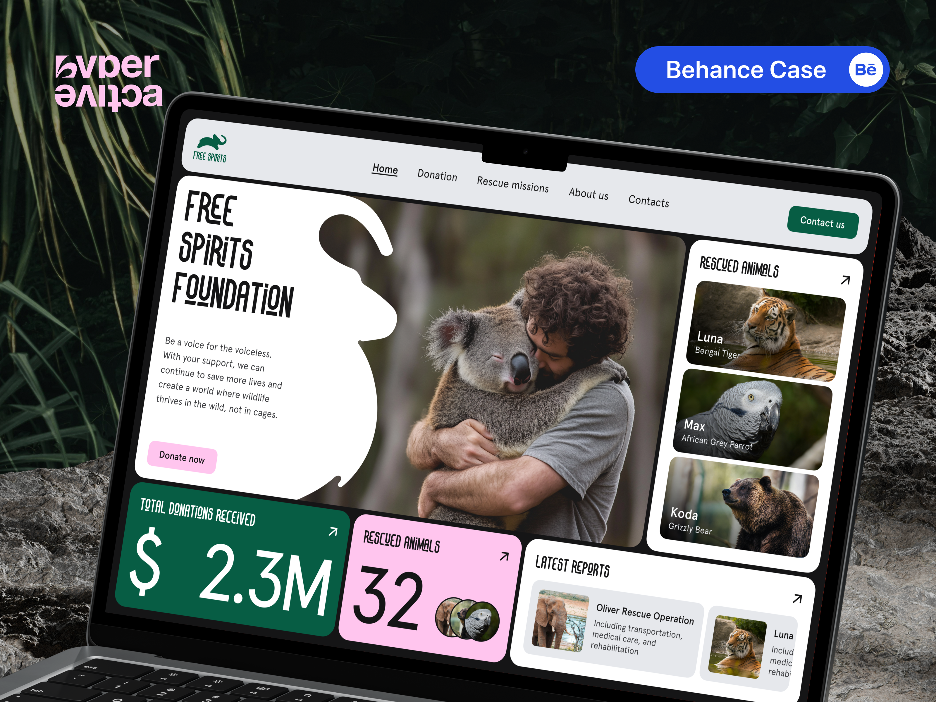 🐾 Web Design for Wildlife Rescue Foundation | Hyperactive animal charity colorful concept design donation foundation hyperactive landing page modular product design rescue ui ux web design website