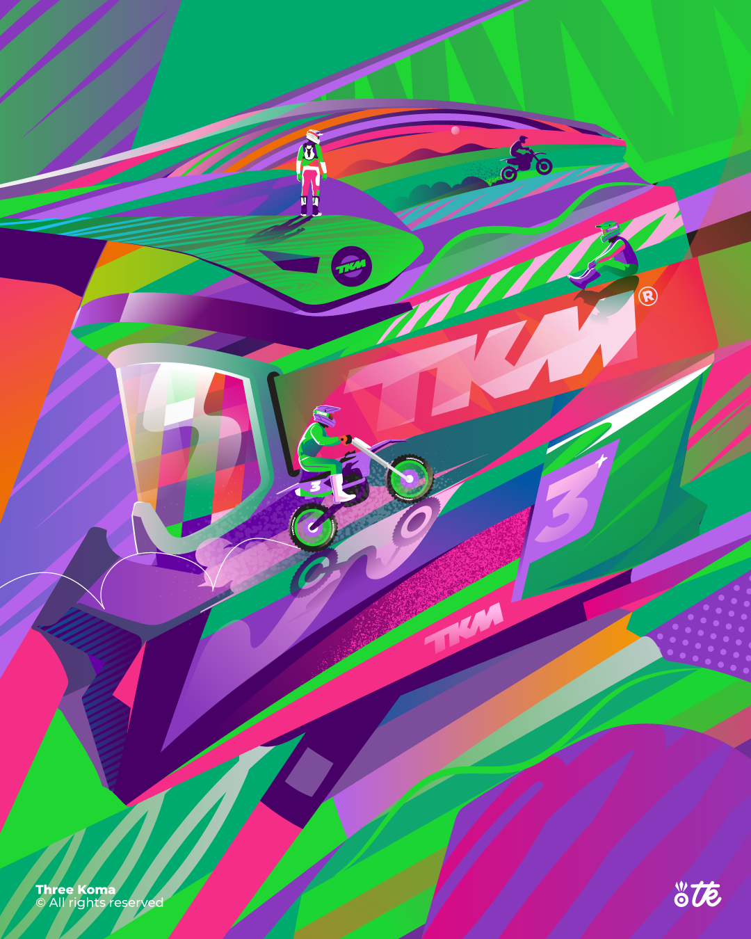 Ruts colors freestyle illustrateur illustration illustrator moto motocross ruts