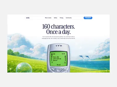 sent. - Reconnecting with Y2K nostalgia animation dither early internet frutiger aero hero landing page messenger saas ui web