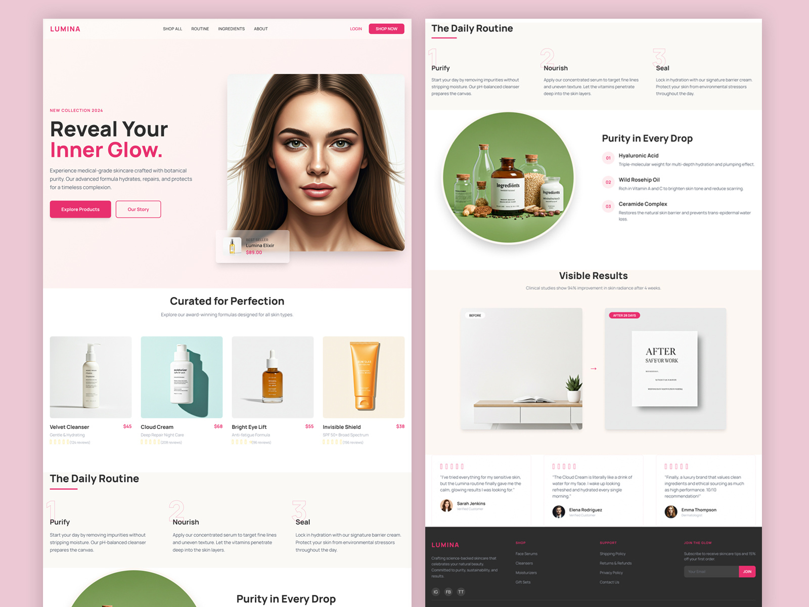 Skincare E-commerce Website UI Design 🌸 beauty website branding dribbble shot e commerce ecommerce website figma landing page landing page design minimal design product design skincare ui ui design ui ux design web design website design