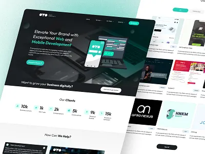 Website Design for a Full-Service Web & Mobile Development Agenc agency website clean design corporate website dark ui design system development agency figma landing page mobile development portfolio website responsive design saas service page teal design typography ui design user interface ux design web design website design