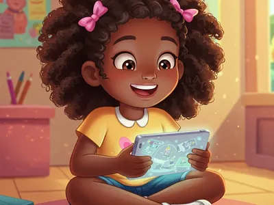 The Joy of Discovery Digital Learning & Character Illustrations 2d character book cover design character design childrens book illustration childrens publishing digital learning digital painting education illustration girl character inclusive illustration kidlitart magical lighting narrative illustration nursery decor picture book art storytelling art student character whimsical illustration