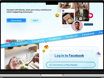 Facebook Login Page Redesign | Modern UI Concept app design facebook redesign interface design landing page design login page design modern ui product design ui design ui ux design web design