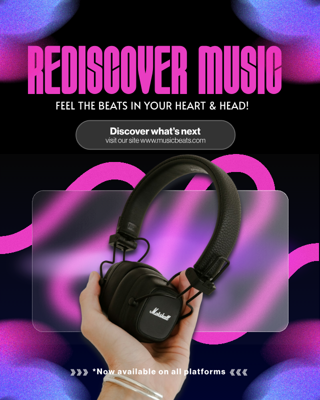 Headphone social media post using Kittl ai ai tools branding design graphic design illustration kittl template typography