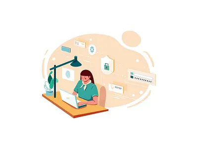 Female Cybersecurity Specialist Protecting Data animation character animation cyber protection cybersecurity data protection data security digital security explainer animation female character it security motion design network security saas illustration tech illustration ui animation