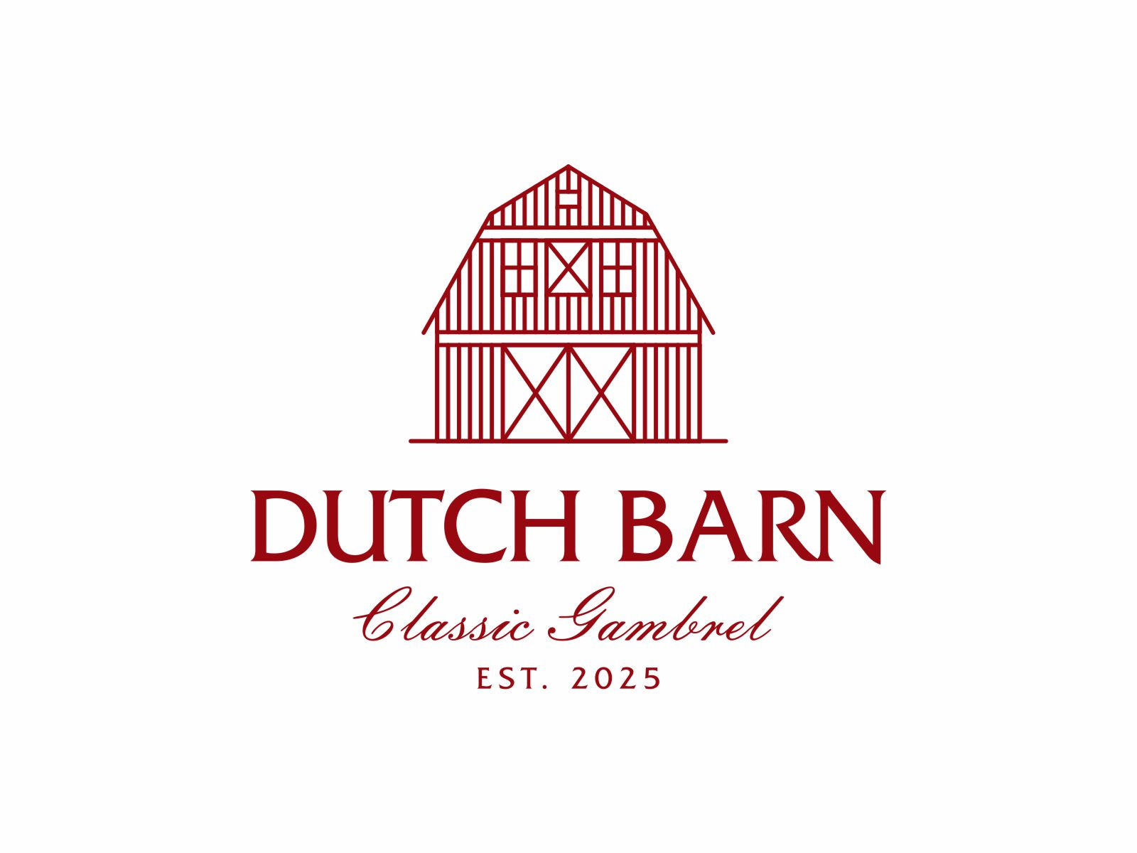 Dutch Barn Logo Design – Classic Gambrel Barn Line Art