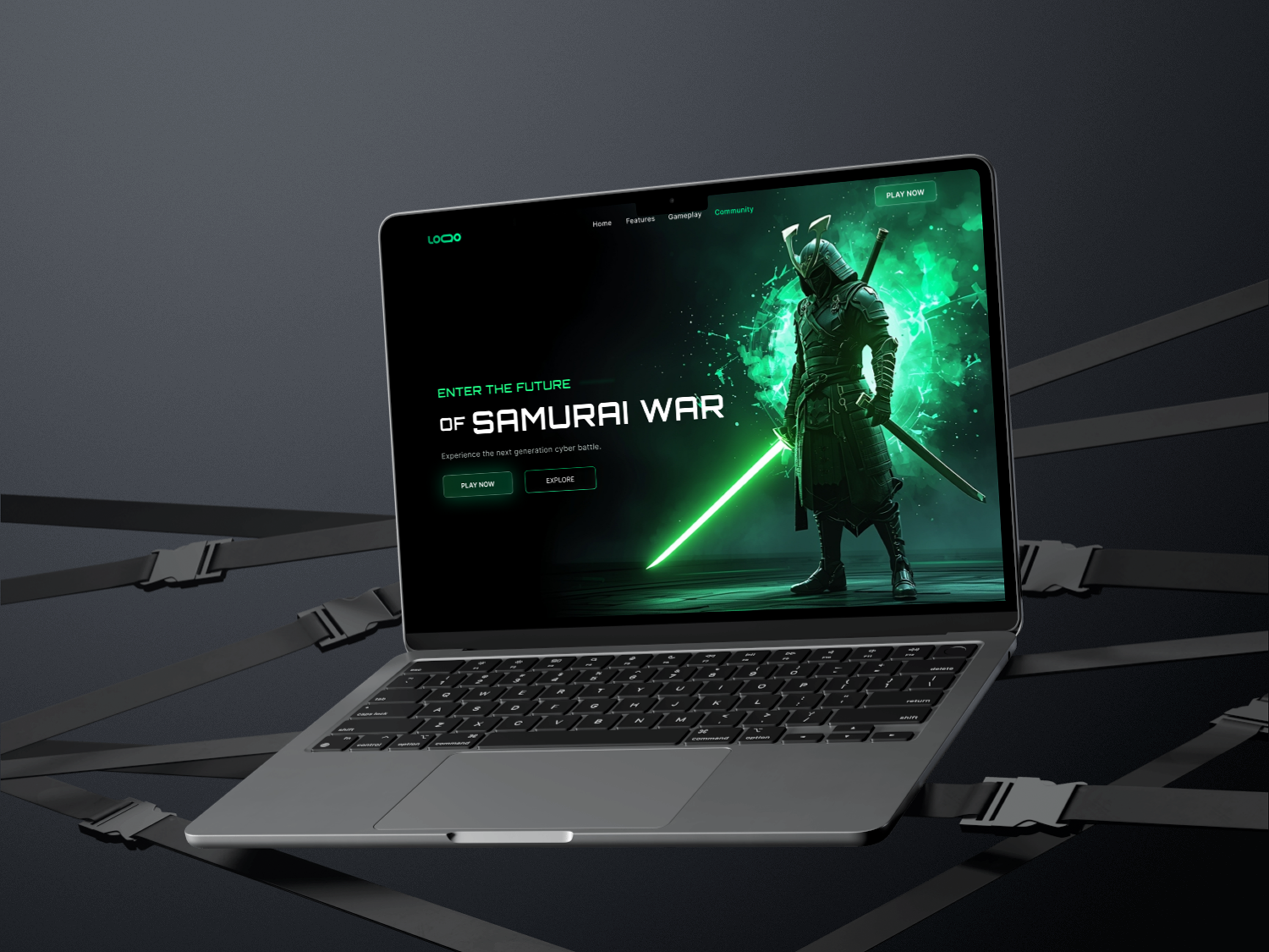 Cyber Samurai – Gaming Landing Page UI Design creative design cyberpunk ui dark ui digital design figma design futuristic design gaming ui gaming website hero section interface design landing page modern ui neon design product design ui design ui inspiration uiux design web design web interface website design