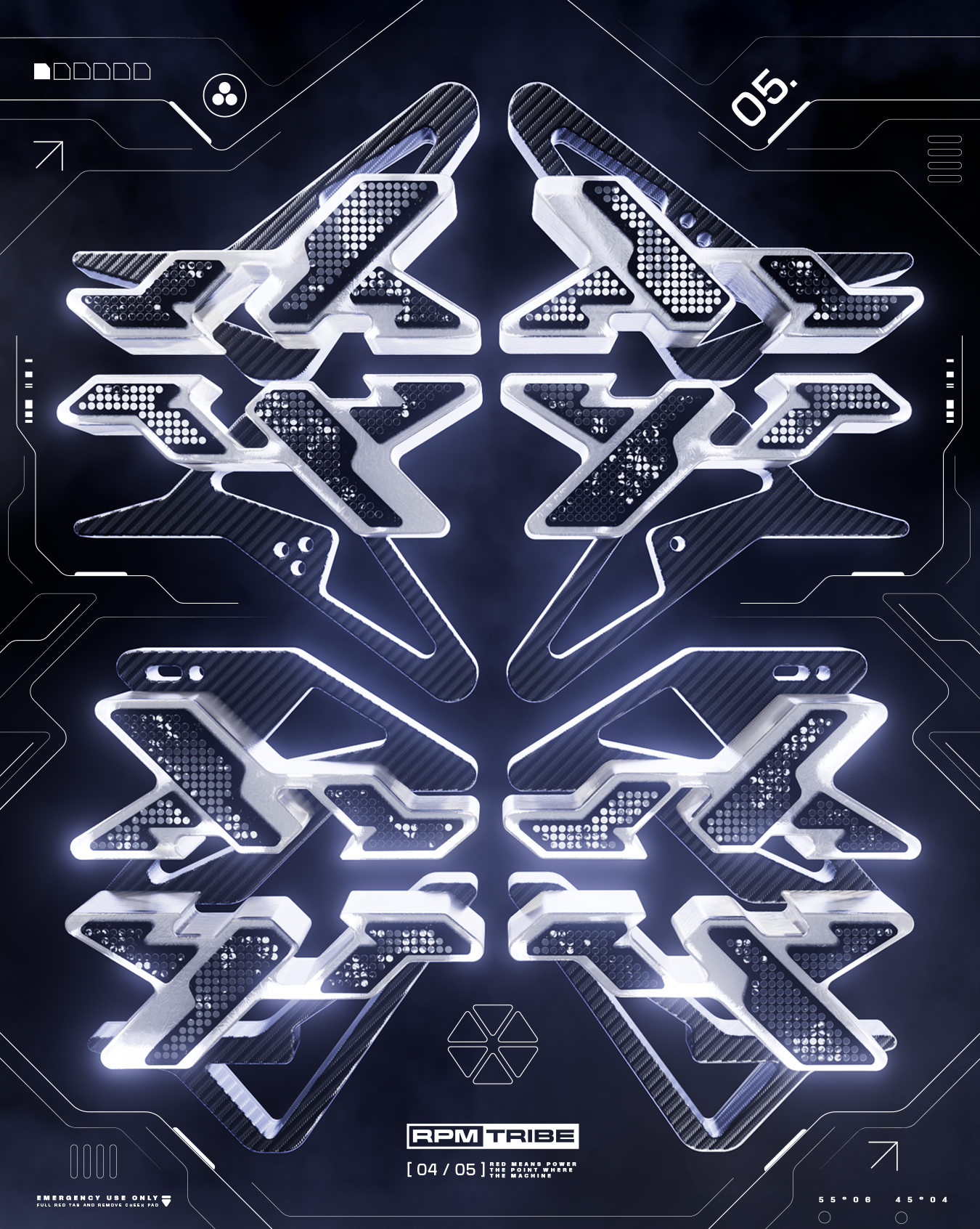 RPM TRIBE - 03 3d art abstract artwork c4d carbon chrome cinema4d design graphic design illustration metal minimal motorsport poster racing redshift shapes vectorheart y2k