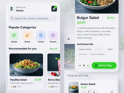 UI/UX Fresh & Healthy Food Delivery App animation branding ui ux