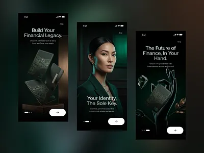 Premium Banking App Onboarding app design banking app banking ui finance branding fintech interface design mobile app mobile ui onboarding design premium branding premium design