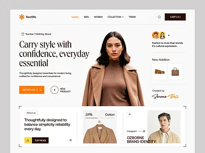 Nextlife - Fashion Brand Website apparel cart clothing store ecommerce fashion fashion brand fashion ecommerce fashion website interface landing page mens fashion online shop shop shopping streetwear uiux web design webdesign website design womens fashion