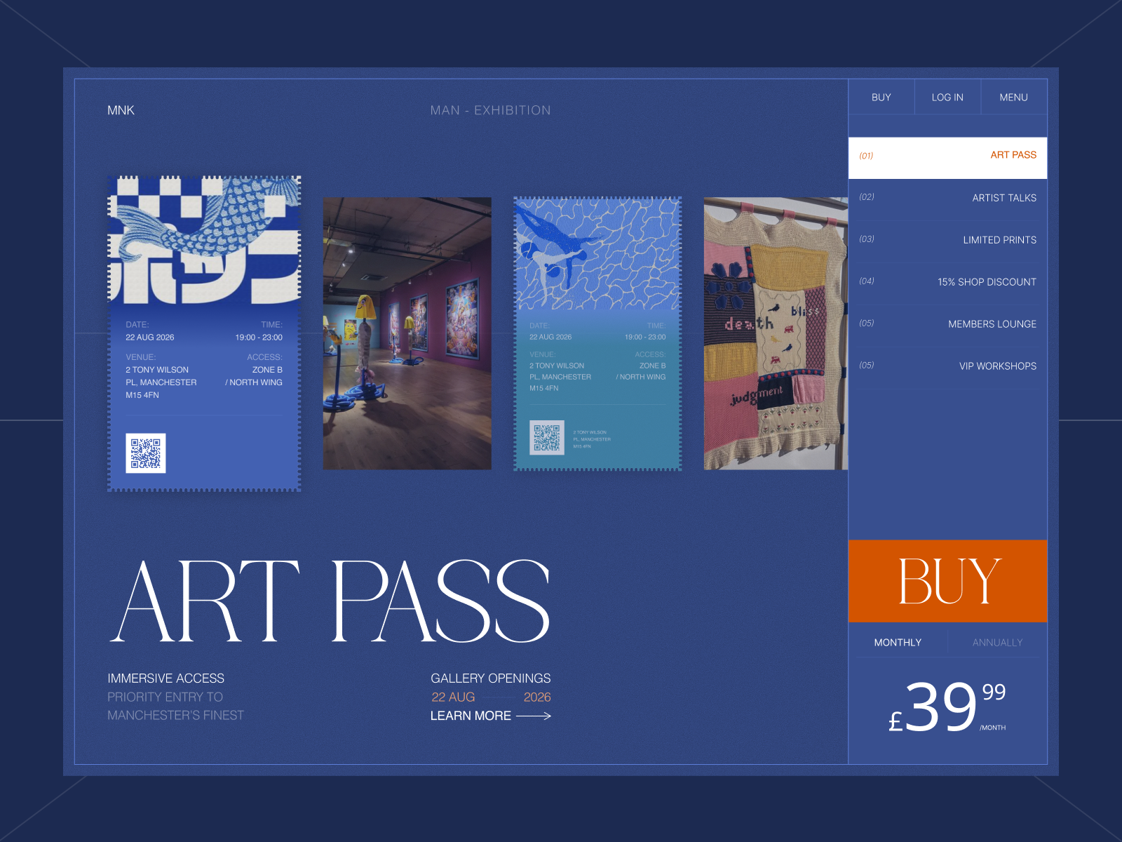 Gallery membership landing page