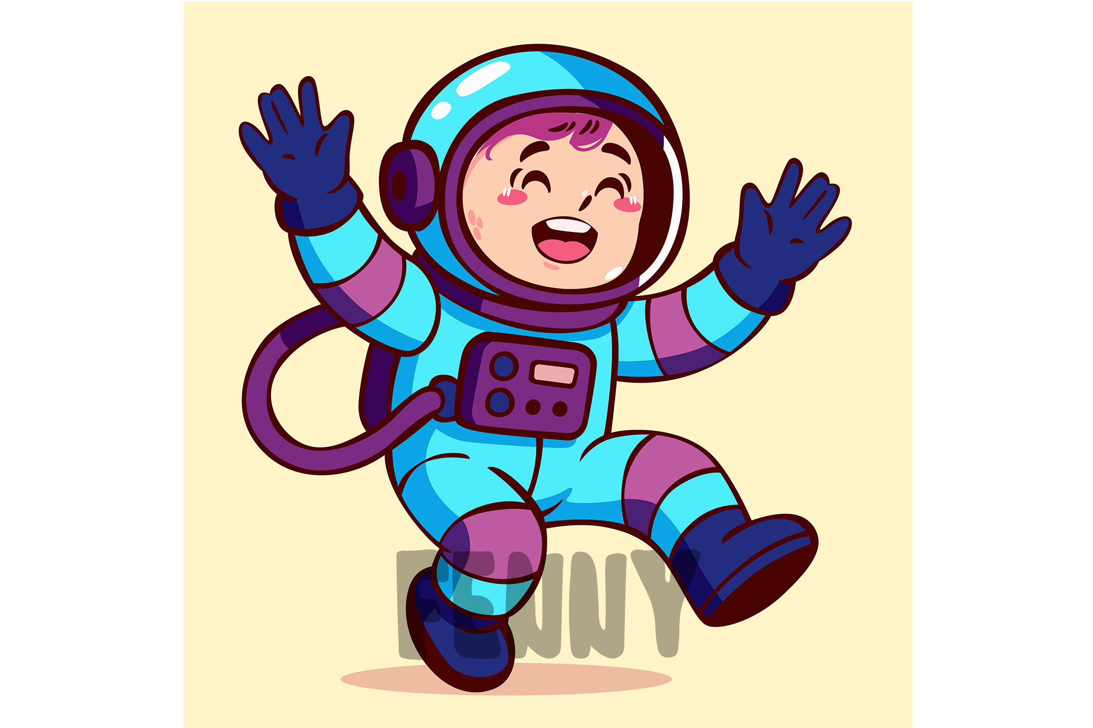 Cheerful Cartoon Astronaut Character