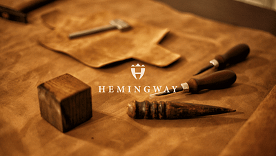 Hemingway leather brand design branding craft design fashion graphic design handmade hemingway icon leather logo minimal organic visual design visual identity