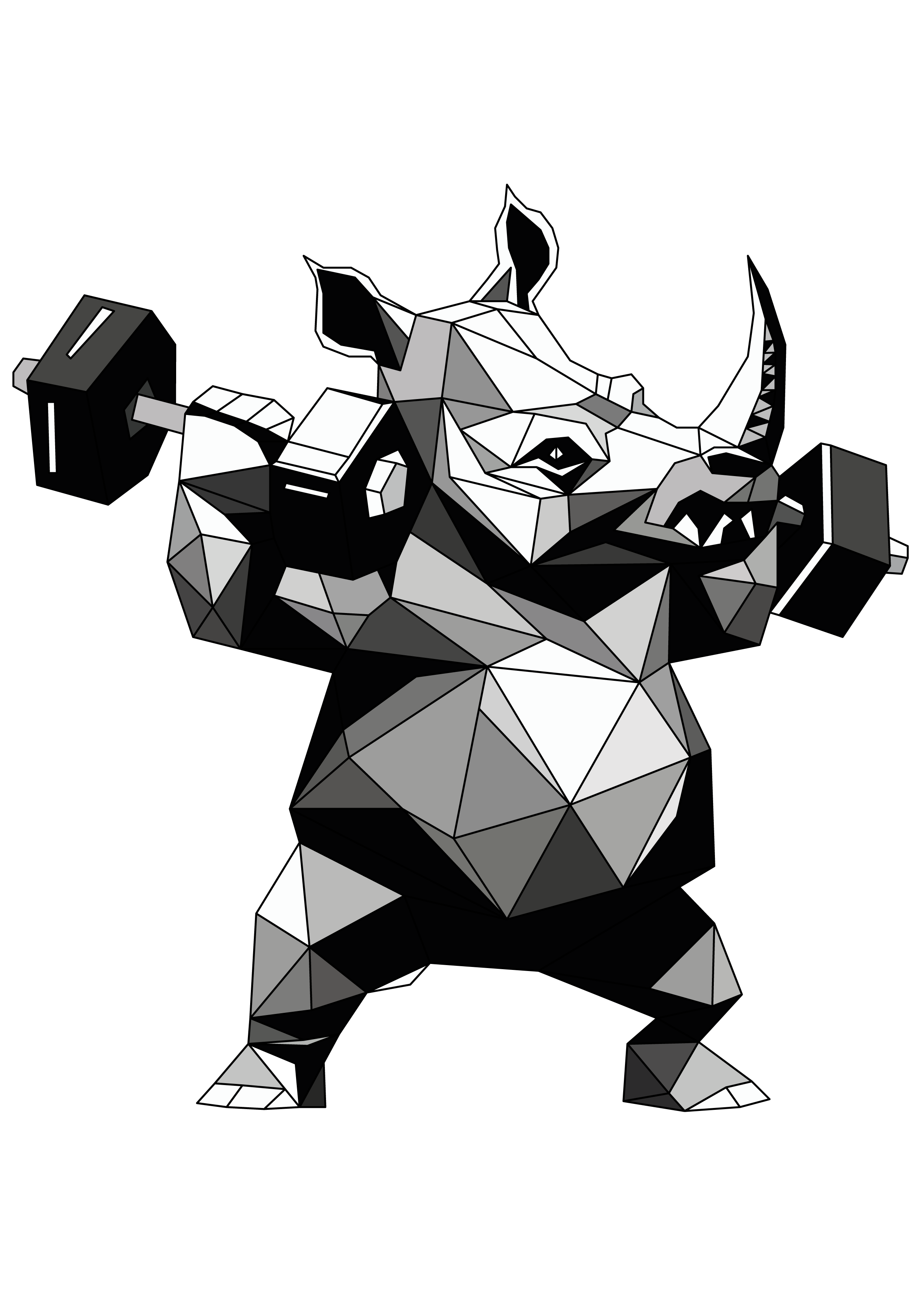 polygonal rhino Ray lifting dumbbells art black and white sticker fitness illustration fitness rhino geometric animal gym motivation gym rhino low poly animal low poly rhino polygon animal ray rhino lifting dumbbells rhino sticker rhino workout sporty rhino vector workout rhino