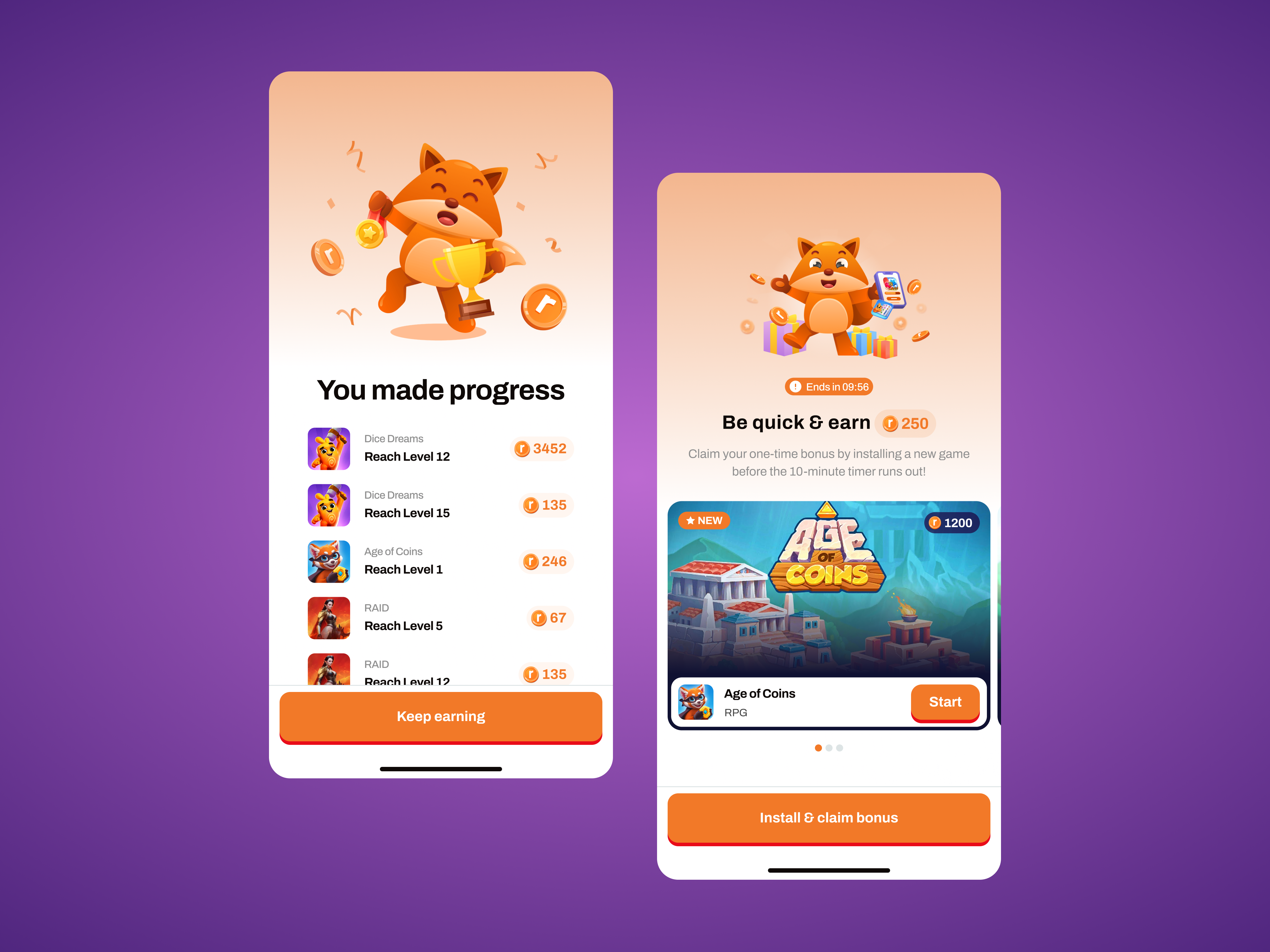 Example of Mobile App Gamification UX/UI Design