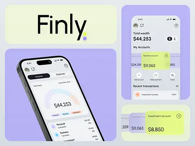 Finly App: Mobile App UX/UI Design for Fintech Domain design financial dashboard fintech ios design minimalist ui mobile app typography ui ux wallet app