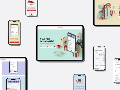 Nova Post App & Landing Page Overview app delivery app design design studio fintech graphic design ios landing page mobile mobile app ui user experience ux web app design