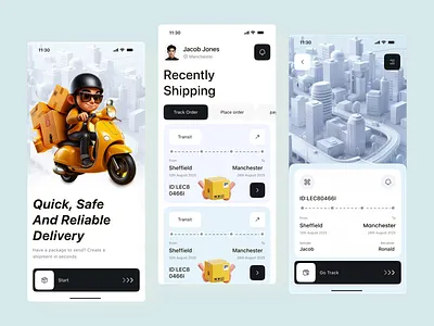 Delivery Mobile App UI Design appui courierapp delivery deliveryapp deliverytracking minimalui mobile app design mobile app ui modernui productdesign trackingapp userinterface