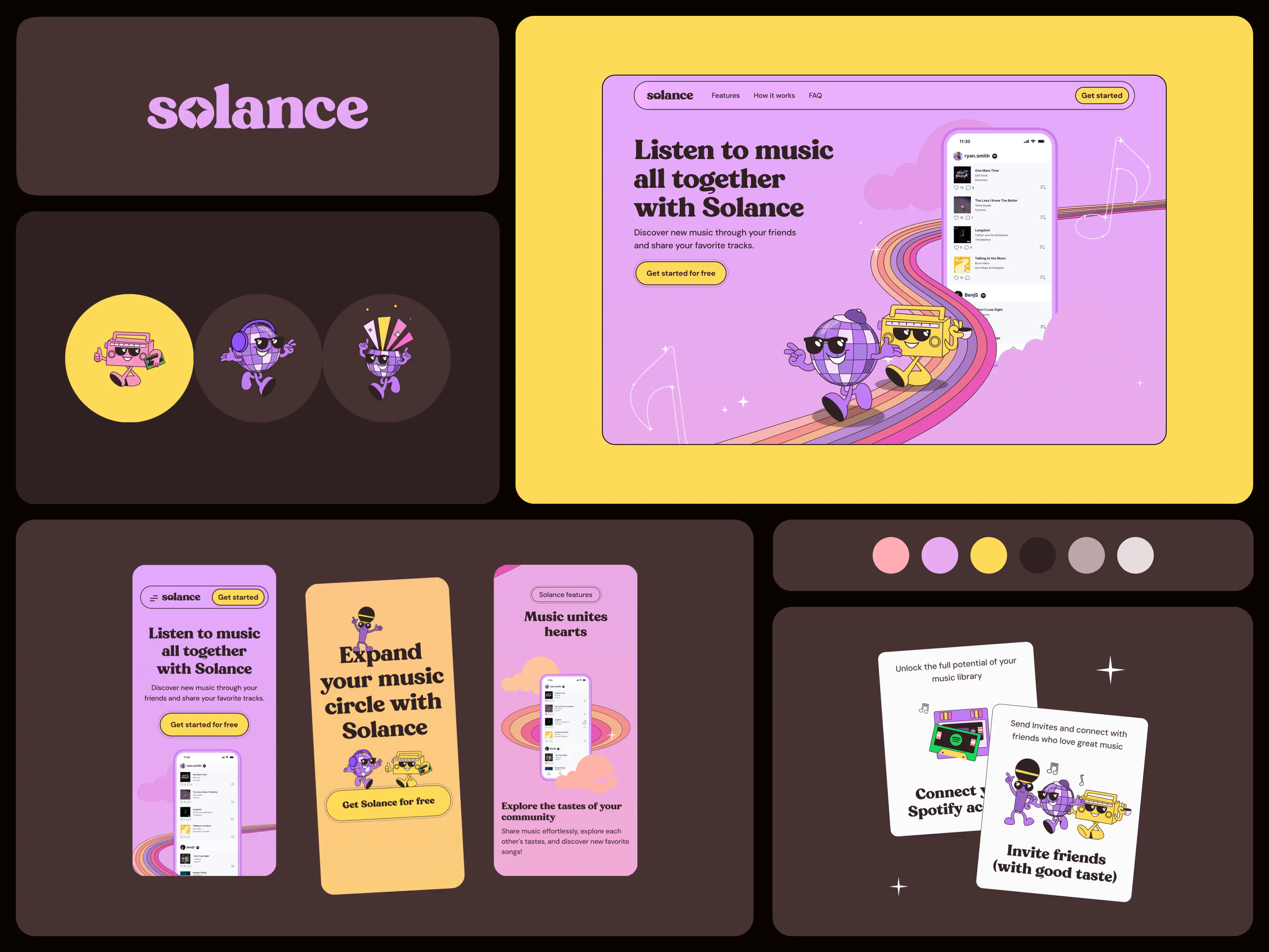 Solance music social app landing page