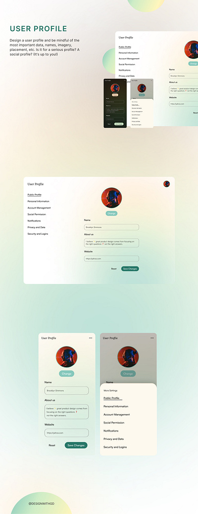 User Profile - Light Mode ⚪ dailyui graphic design ui ux