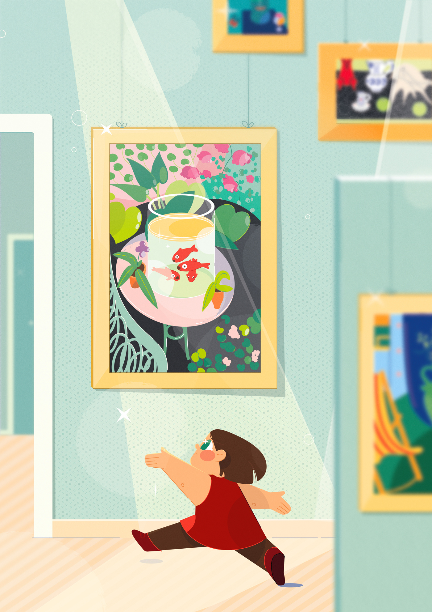 Childhood Memory art child childrens illustration design girl illustration kid museum painting vector whimsical