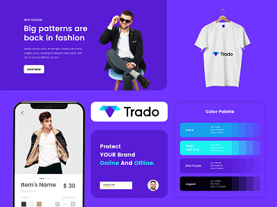 Trado ecommerce logo design template brand guideline brand identity brochure design ecommerce logo design ecommerce brand guidelin ecommerce logo flyer logo online shop online shop logo design social media banner trado logo design ui