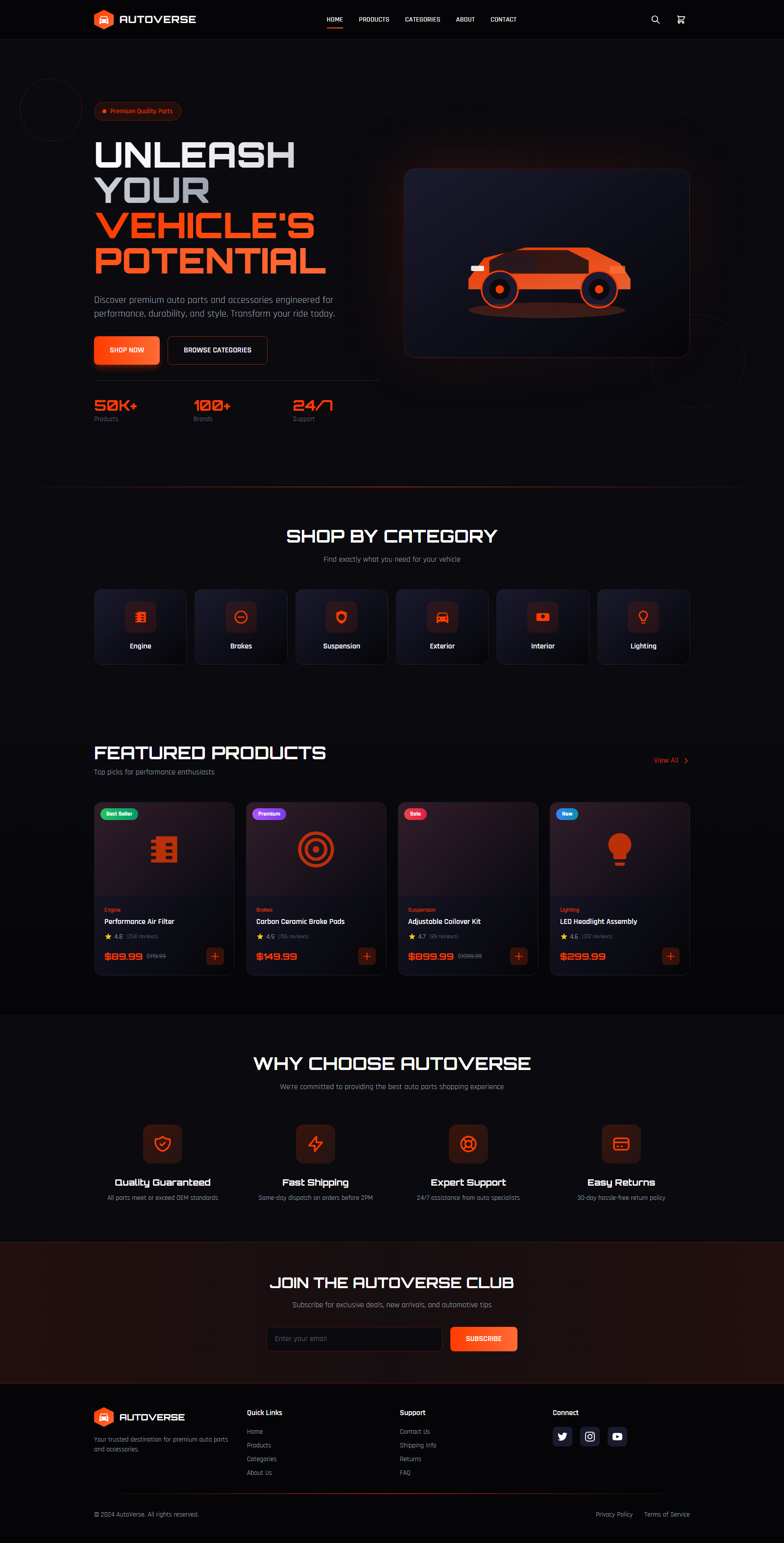 AutoVerse - Automotive Parts E-commerce Website UI automotive automotive parts e commerce ui ecommerce ui ux webdesign