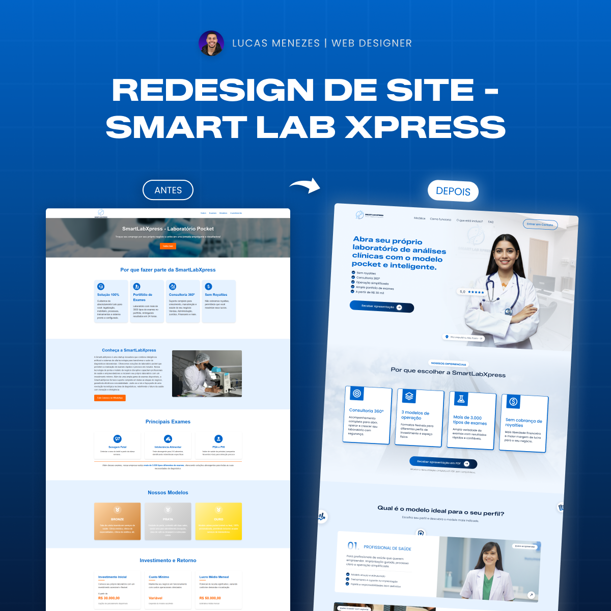 Healthcare Website Redesign - SmartLabXpress clinic clínica design figma healthcare landing page medic médicos página página de vendas redesign saúde site ui uiux web design website