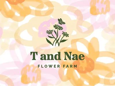 Flower Farm Logo branding butterfly cute design floral florist flower logo flowers fun graphic design illustration logo sister small business typography vector zinnia