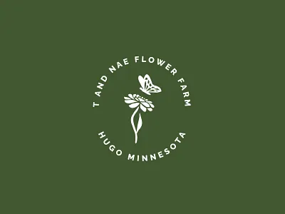 Flower Farm Logo branding butterfly cute design florist logo flower flower farm fun graphic design hand drawn logo illustrated logo illustration logo modern nature sustainable vector wedding florist zinnia