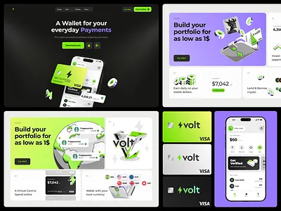 Voltage: UI and product design 3d blockchain branding crypto crypto card crypto card design crypto design design fintech graphic design illustration landing page logo mobile app product design ui uiux wallet web design web3
