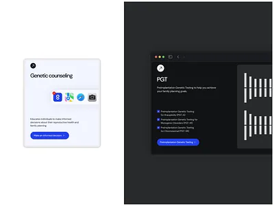 Gattaca Genomics - UI about agency app clean clinic dark mode explanation genetic health illustration landing panel presentation sidebar ui webapp website