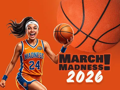 A digital flyer design announcing the start of March Madness! adobe firefly adobe illustrator adobe photoshop branding colorful design flyer graphic design illustration march madness ui vector