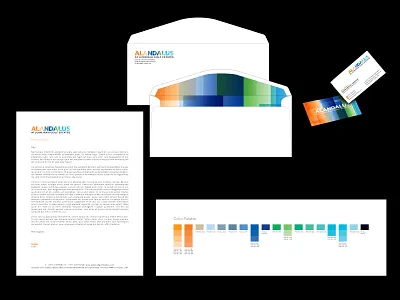 Alandalus Logo + Stationery Suite blocks branding business card color color palette envelope graphic design letterhead logo stationery typography