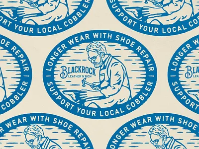 Shoe Repair Badge | Blackrock badge classic cobbler design illustration patch print retro shoe shoe repair timeless type vintage woven label