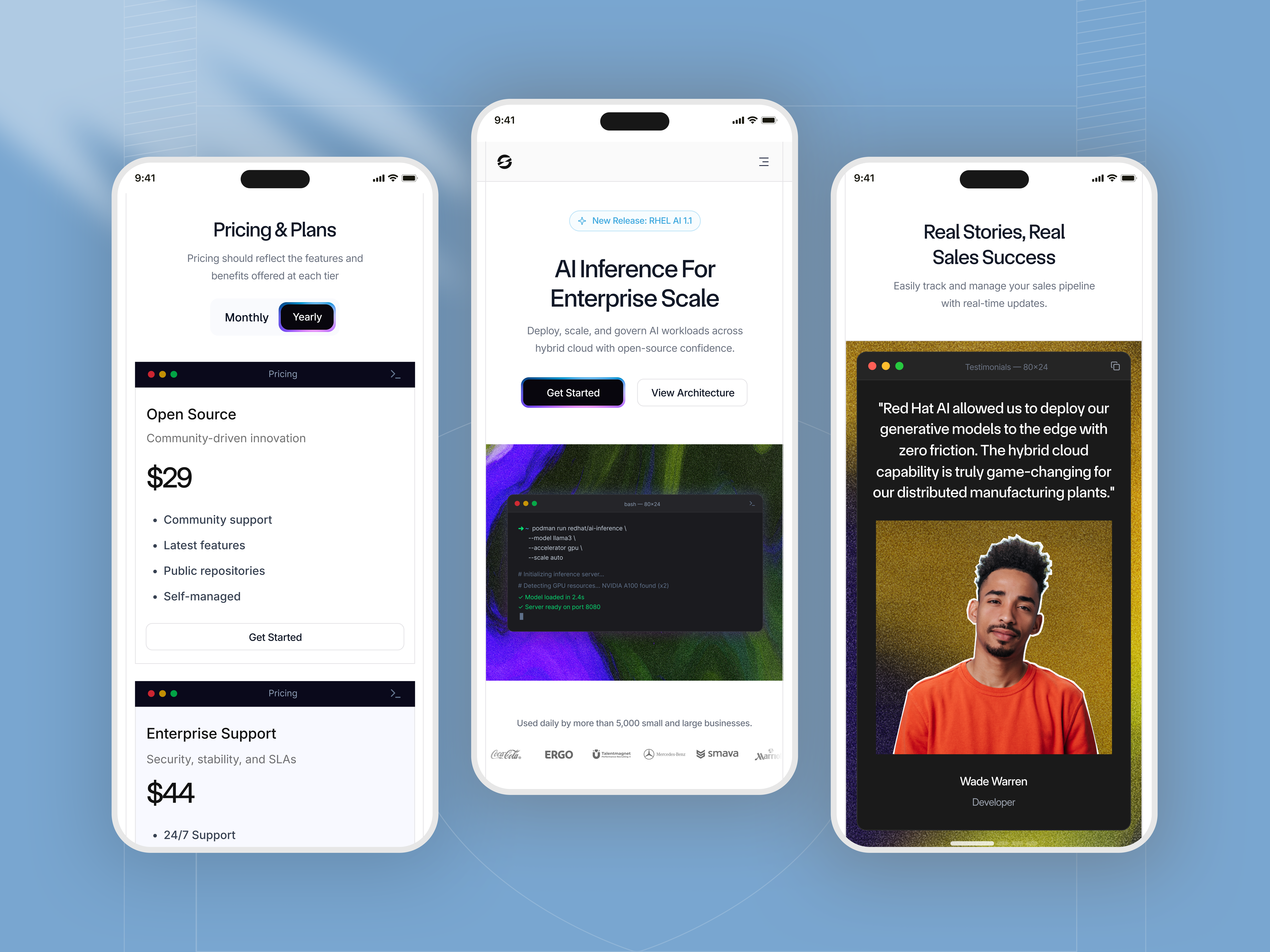 AI Inference Platform Landing Page - Responsive ai landing page ai platform ai product design dark ui dashboard preview developer tools enterprise software landing page design minimal web design modern web design pricing table product website saas landing page saas website startup website tech landing page tech website ui design ui ux design web design