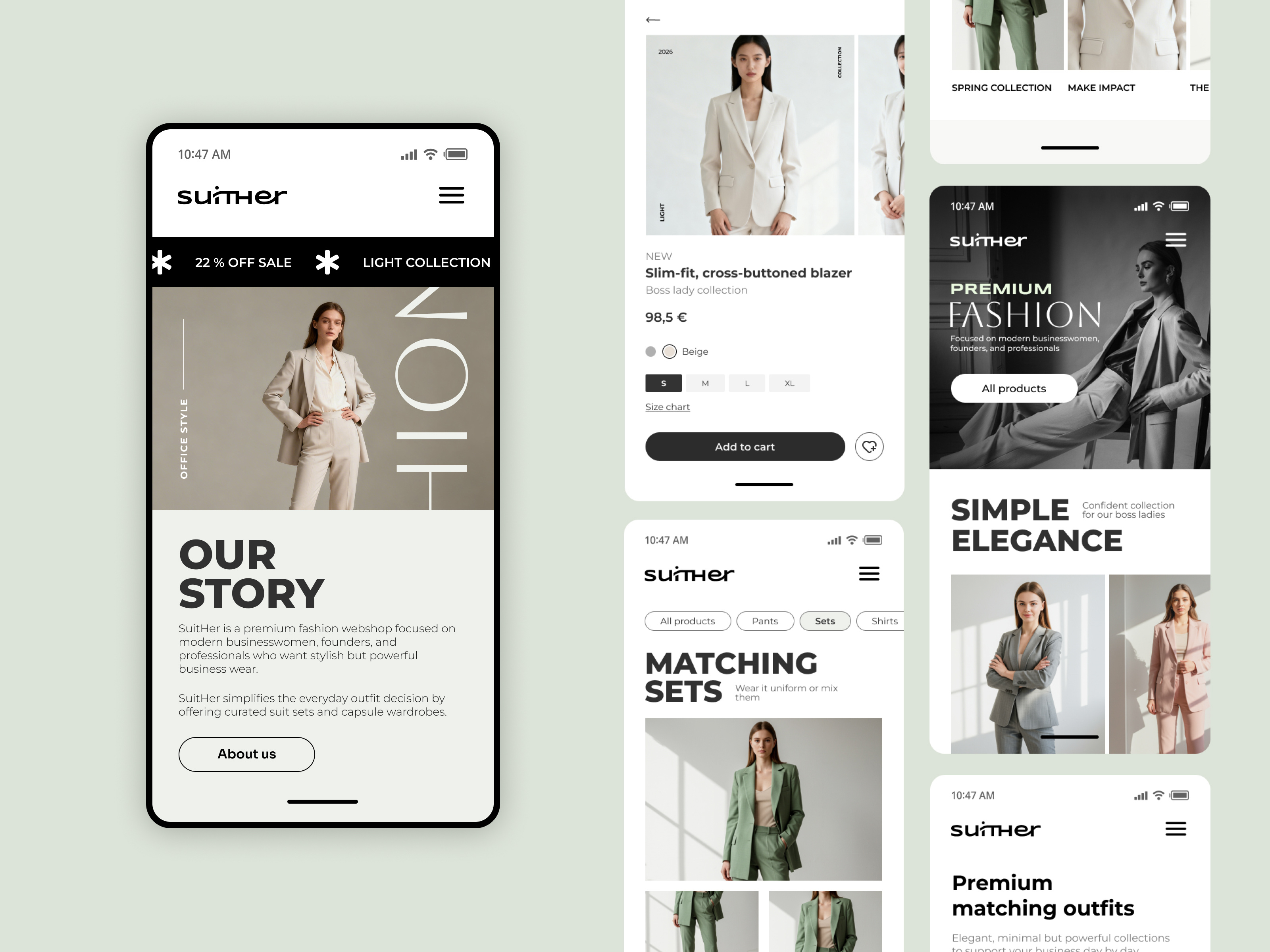 SuitHer - Fashion webshop / mobile UI
