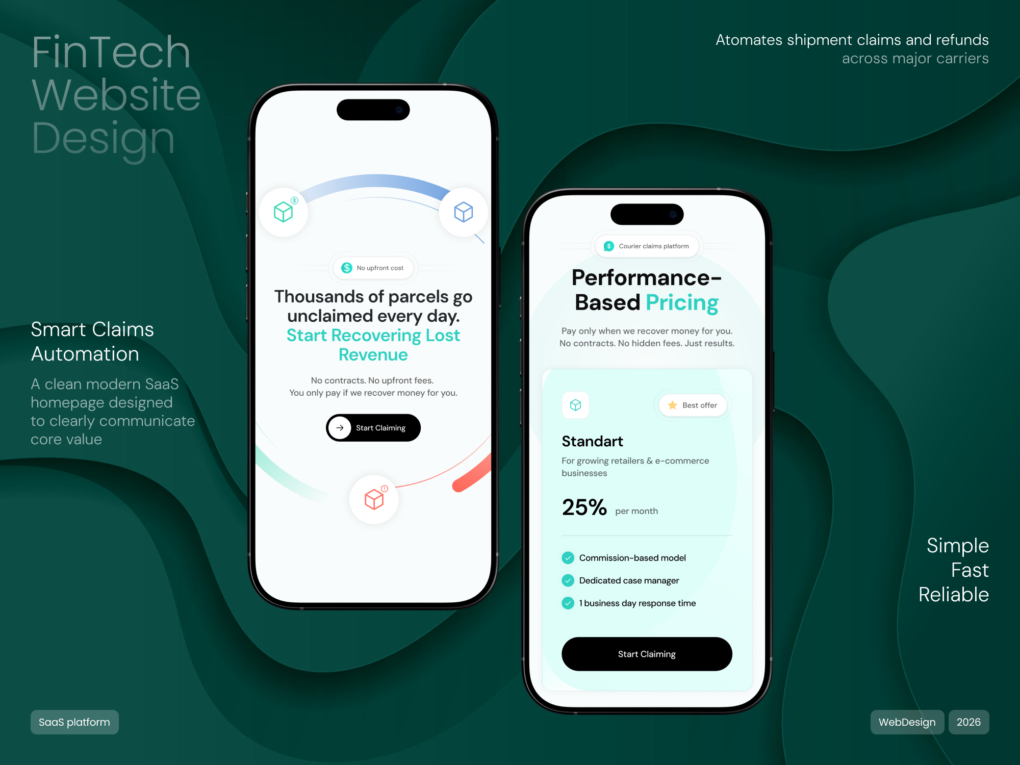 Parcel Payout | FinTech Smart Claims UI ai b2b figma framer landing page redesign responsive design saas startup ui ux webdesign webflow website website design wordpress