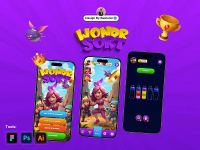 Wondr Sort mobile game app game ui mobile mobile game ui ui ui ux