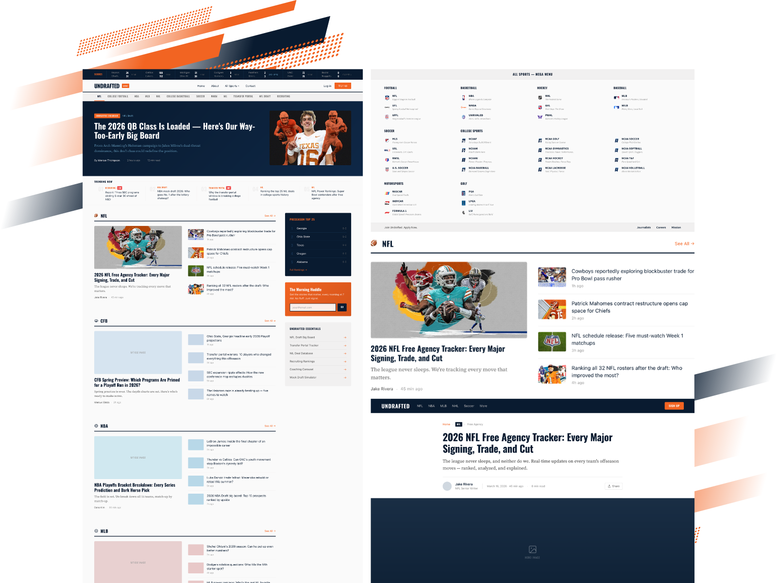 Undrafted — Sports News Platform Homepage