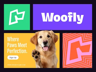 Woofly - logo for dog care, food products, and pet accessories. animal logo brand identity branding clean design creative branding dog brand friendly logo logo design minimal logo pet accessories pet logo pet products playful branding scalable logo versatile identity