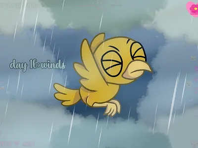 Marchrain day 16: winds art post art tag birds digital art drawing fan art illustration rain