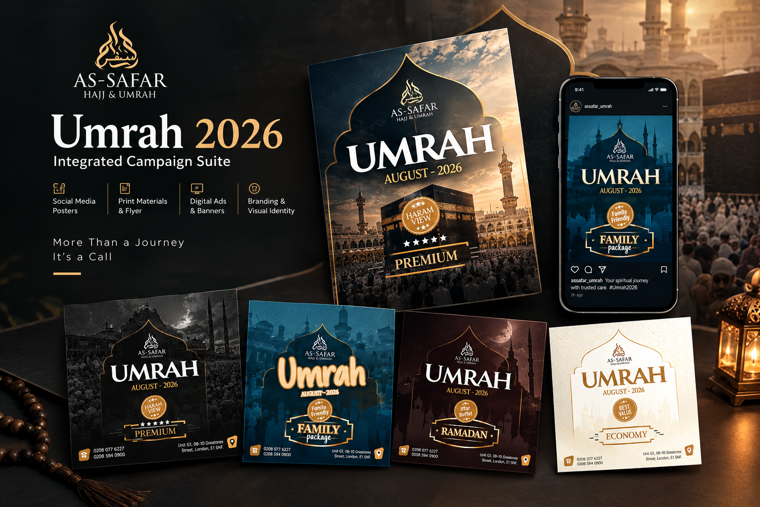 As-Safar Umrah 2026 | Integrated Campaign Suite campaignidentity graphicdesign instagram post islamicdesign luxurytravel social media design travelbranding umrah2026 websitethumbnails