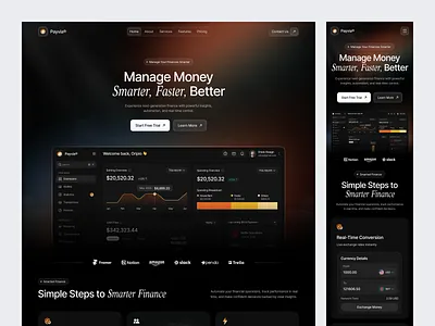 Payvia - Finance SaaS Landing Page ai finance clean ui design design figma template figma uiux finance landing page finance saas fintech ui design investment platform ui landing page design modern saas ui oripio oripio design agency sajibur design startup website design ui us fintech startup web design website design